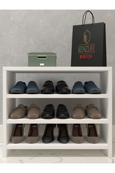 Kenzlife Kapaklı Ayakkabılık Bosnevi Mat Beyaz Suntalam 050*060*30 Dokuz Çift Ayakkabı Kapasitesi Arkalıksız