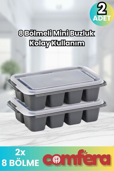 Genel Markalar Kapaklı Buz Kalıbı 2’li – 8 Bölme | Kompakt, Kolay Kullanım | ...