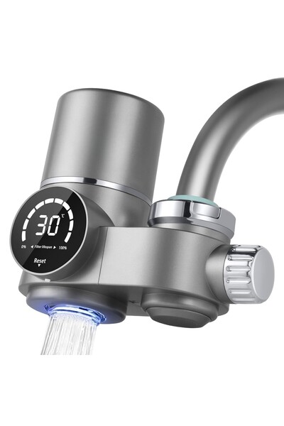 OEM Filtru de apă pentru robinet cu afișaj digital, lumină UV, purifică apa, universal, gri