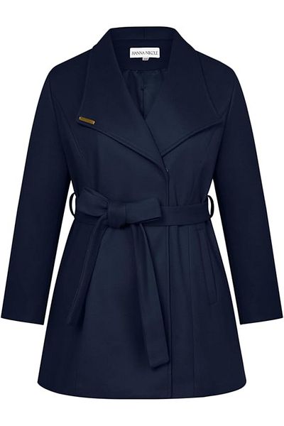 Hanna Nikole Elegant women's coat, thick, casual, Blue 48