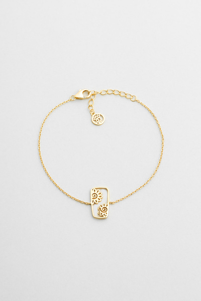 So CHIC... Sunflowers 18 Ayar Sarı Altın Kaplama 19 Cm Gümüş Bileklik