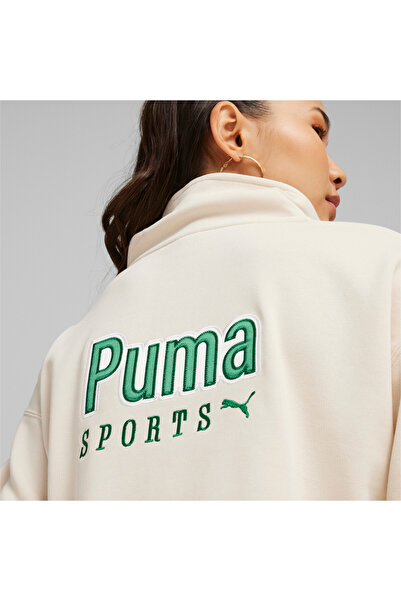 Puma Womens TEAM Half-Zip Crew - White