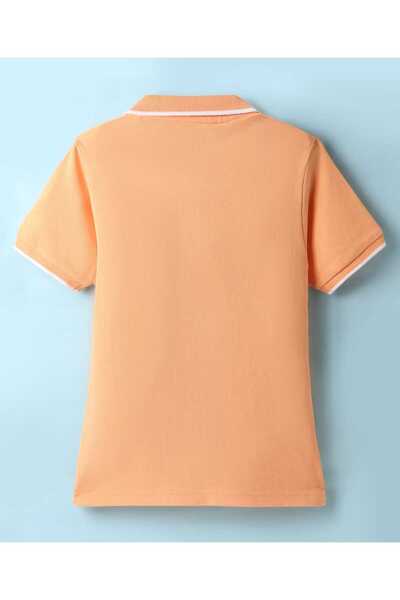 Honeyhap Premium 100% Cotton Knit Solid Polo T-Shirt with Bio Finish - Peach