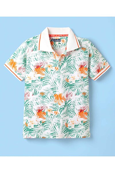 Pine kids قميص بولو بأكمام نصفية وطبعة استوائية - متعدد الألوان