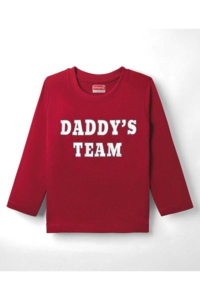 Babyhug 100% Cotton Knit Full Sleeves T-Shirt with Text Print - Red