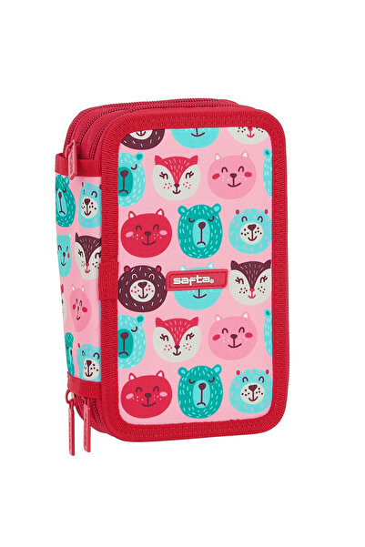 safta Penar triplu echipat 36 piese Animale roz 12.5 x 5.5 x 19.5 cm