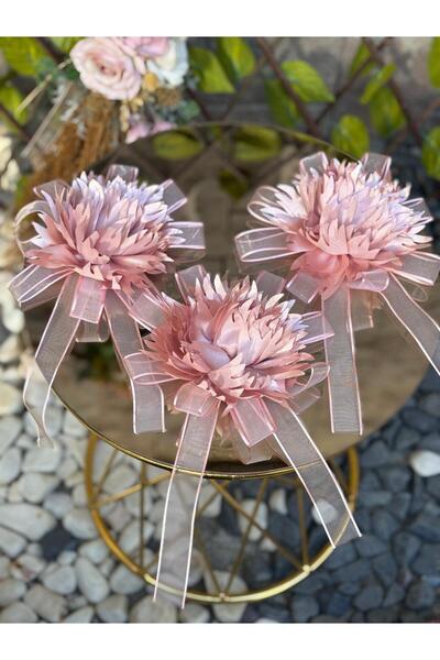 GÜRLEK TEKSTİL Somon Gelin ve Damat Bohçası Için Motifli Çiçek 3 Adet Bohça Ç...