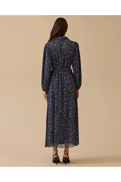 SCL Patterned Belted Dress with Pleat Detail