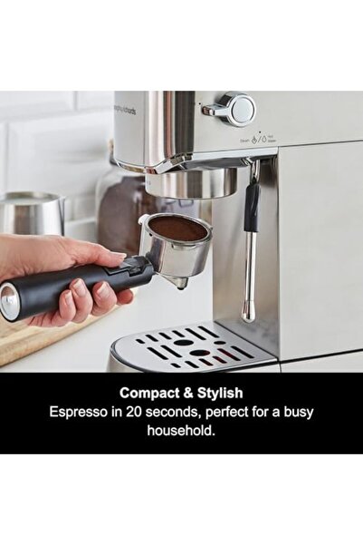 morphy richards Compact Espresso Coffee Machine, Dual Cup, 1L Water tank, Variable Steam Control & M