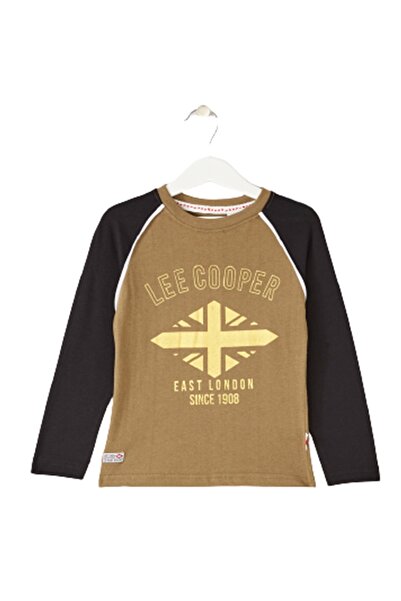 Lee Cooper Long sleeve t-shirt, 100% cotton, khaki, Lee Cooper