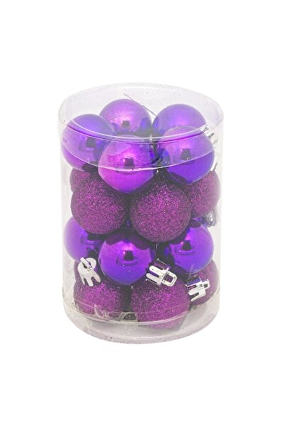 OEM Set globuri cu sclipici pentru bradul de Craciun, xmas, Mov, 3 cm, 20 buc