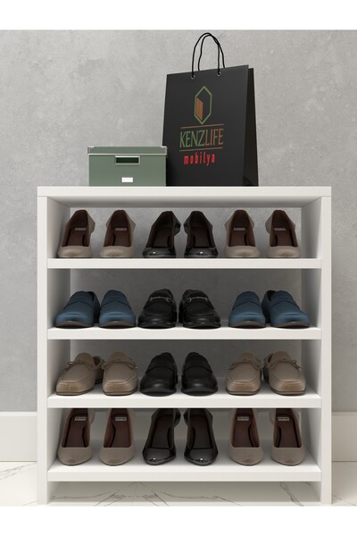 Kenzlife Ayakkabılık Konevi Mat Beyaz Suntalam 065*060*30 Oniki Çift Ayakkabı Kapasitesi Arkalıksız