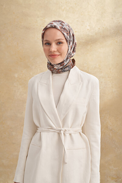 ARMANDA Floş Viscos Gaia Pattern Scarf - Brown