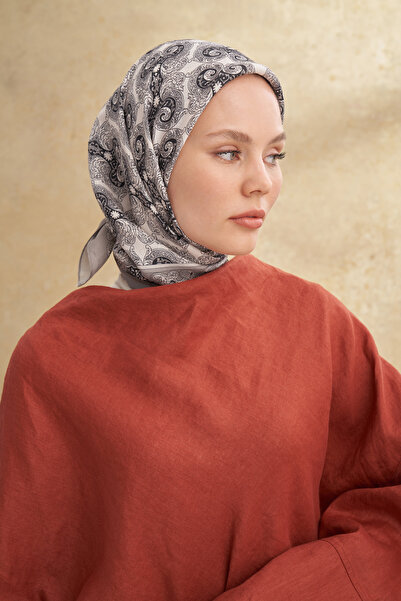 ARMANDA Floş Viscos Gaia Pattern Scarf - Silver