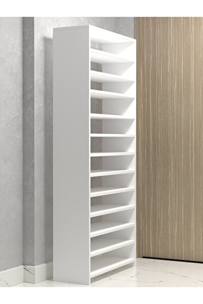 Kenzlife Ayakkabılık Konevi Mat Beyaz Suntalam 183*080*30 Kırksekiz Çift Ayakkabı Kapasitesi Arkalıksız