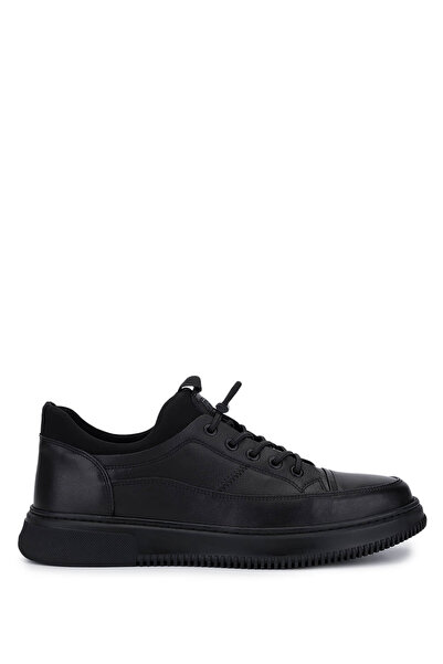 Tamer Tanca Men's Genuine Leather Black Casual Shoes