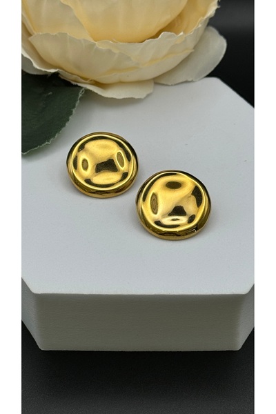 Çelik Round Plate Earrings