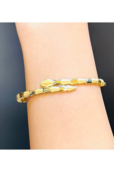 UZUNDAĞ KUYUMCULUK 14 Ayar Altın Yılan Tasarımlı Kelepçe Bileklik