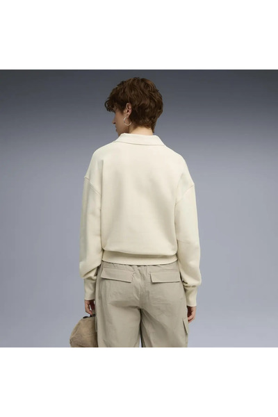 Puma PREMIUM ESS Polo Crew Krem Kadın Sweatshirt