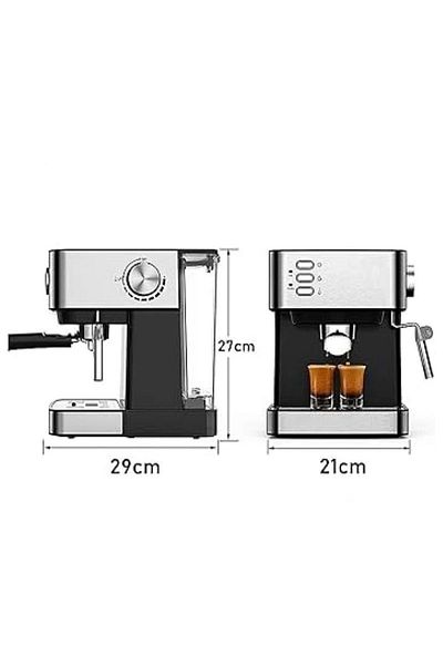 Denx Espresso Coffee Machine 850W with Milk Frother, 1.6L Water Tank, Dual Stainless Steel Filter