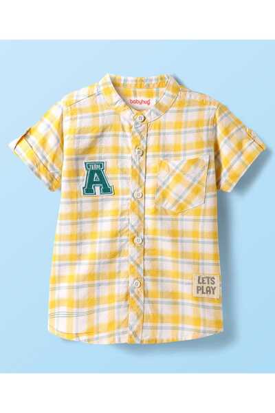 Babyhug Cotton Woven Half Sleeves Checkered Shirt - Yellow