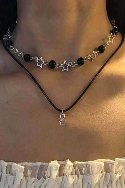 Karakedi Star Drawstring 2-Piece Vintage Style Necklace