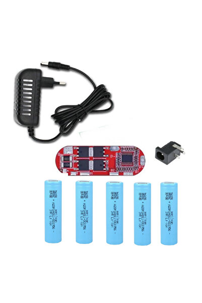WEKO 5 Adet Aspilsan Li-ion Pil, 5S 25A BMS, 21 Volt 1 Amper Adaptör ve 5,5x2...