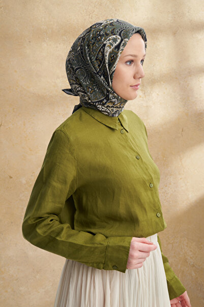 ARMANDA Floş Viscosa Bahia Pattern Scarf - Khaki