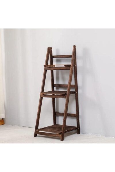 genric FFD 3 Tier Wood Ladder Shelf - Decorative Pot Stand for Indoor Plants, Multipurpose Display Stand