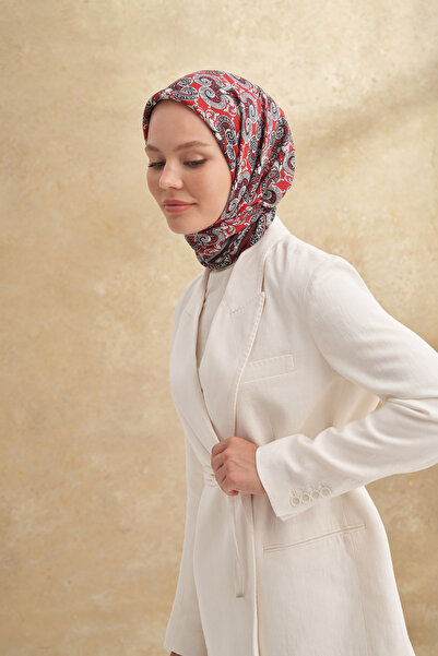 ARMANDA Floş Viscos Gaia Pattern Scarf - Bordo