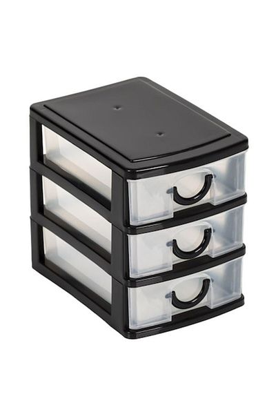 Neirini Office Storage Box, Neirini, Black/Transparent, 11 x 9 x 13 cm