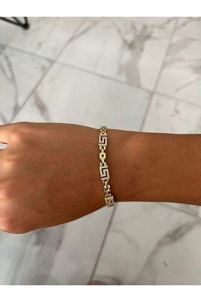 Butik ✨   Gold Color Steel Stone Geometric Pattern Bracelet