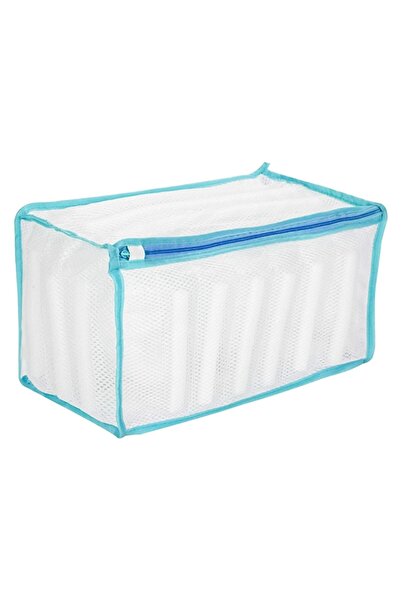 OEM Shoe washing bag, white with blue, 33 x 19 x 15cm