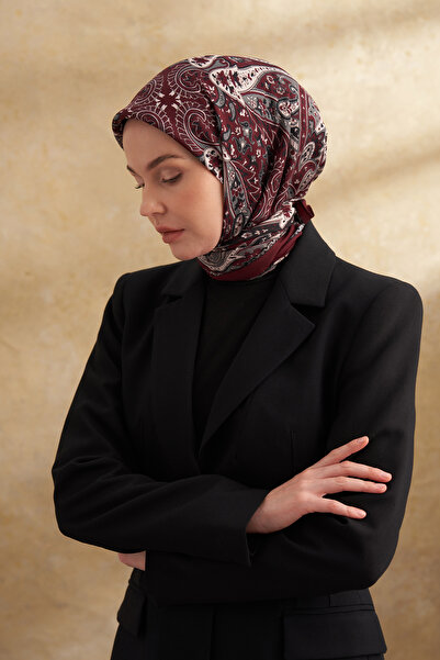 ARMANDA Floş Viscos Bahia Pattern Scarf - Bordo