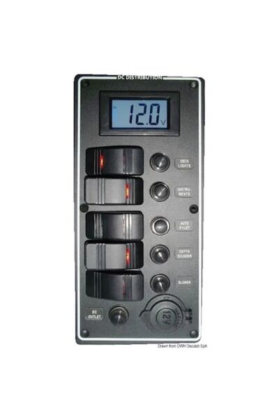 OSCULATI Panou Electric PCAL cu Voltmetru Digital 9-32V, pentru ambarcatiuni cu Comutatoare Multiple