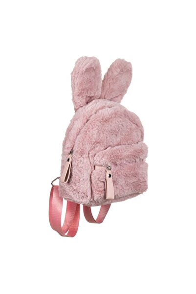 OEM Backpack for girls made of synthetic material, 23x11x33.5cm, pink with rabbit ear design