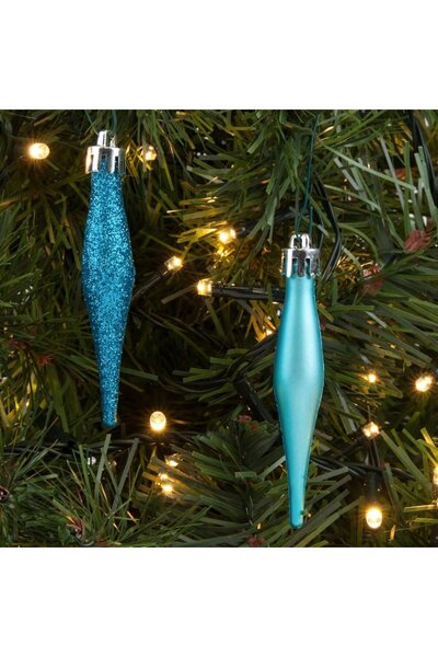 offlimits Set of 18 turquoise blue stalactite-shaped Christmas baubles, DecorCasa, 9 cm