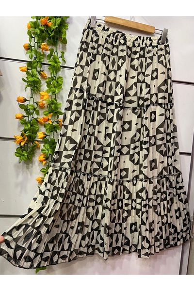 edu collection Patterned Chiffon Skirt with Lining