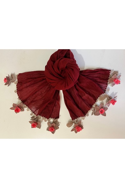 KAFTAN TAKI TASARIM Crochet Cotton Scarf 41X1.50Cm