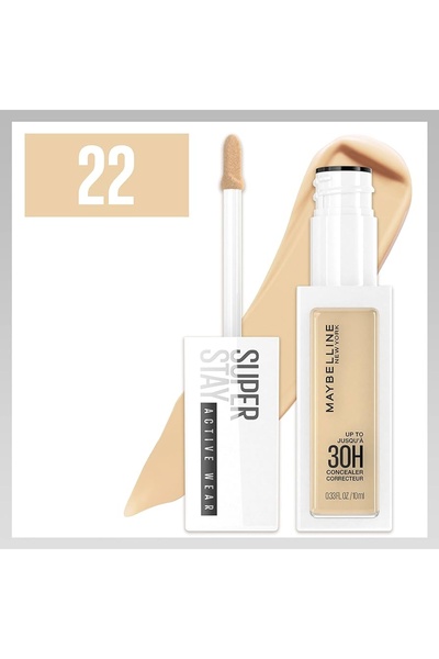 Maybelline NY Superstay Active Wear 30-hour liquid concealer with brush, shade 22, 10ml