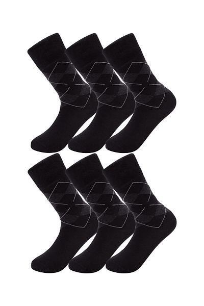 HRN Textile 6-Piece Men's Cotton Plaid Long Socks – Anti-Sweat and Odor