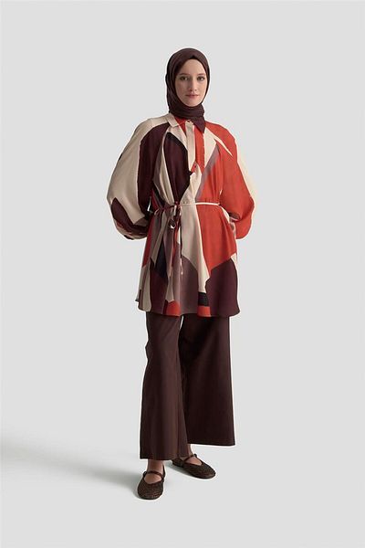 Armine Balloon Sleeve Draped Tunic 25K4905 Tile