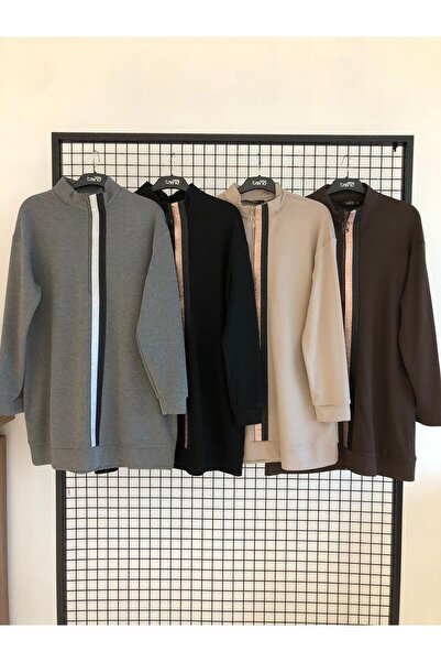 Armine TREND New Season Stripe Detailed Half Zipper Sports Seasonal Tunic Modaayka 25Ayci407