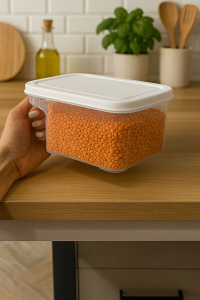SİHİRLİ AYAKLAR Sturdy Plastic Lid Storage Container with Handle 2.6 Lt