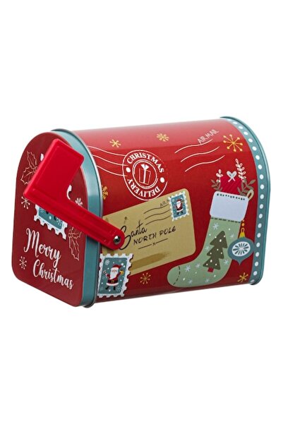 OEM Christmas Metal Tin, Vintage Mailbox Model, Red, 13x7.5x9.5cm