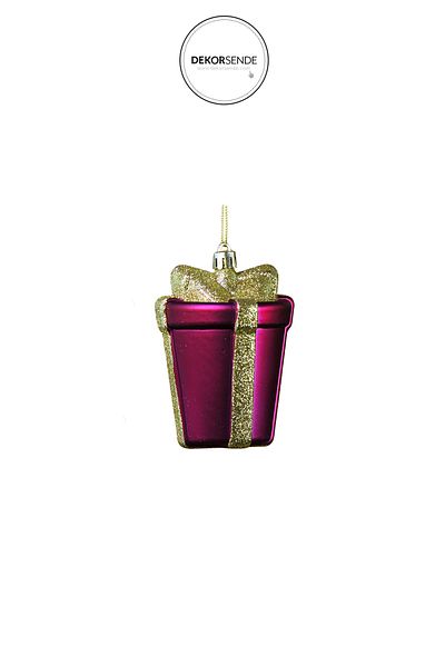 Dekorsende Christmas Ornament Glitter Matte Gift Pack of 2 Fuchsia 10 cm