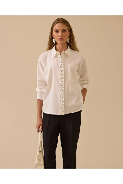 SEÇİL Taş İşlemeli Cep Detaylı Gömlek