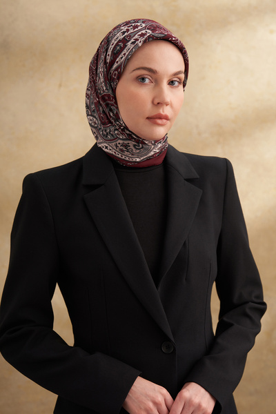 ARMANDA Floş Viscos Bahia Pattern Scarf - Bordo