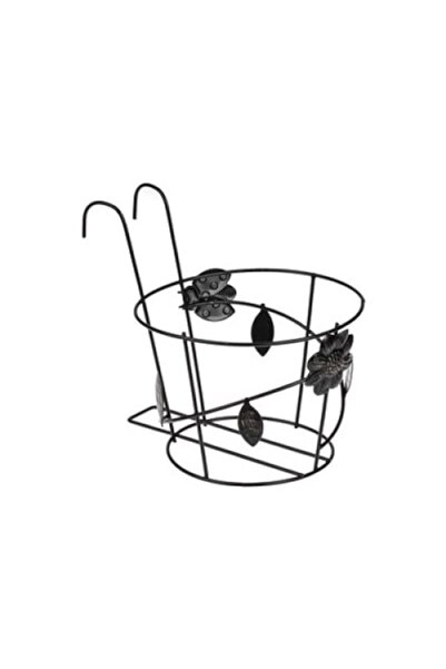OEM Metallic Black Hanging Planter Support with Flower, Leaves, Ladybug Design Ø20.5x22.5cm