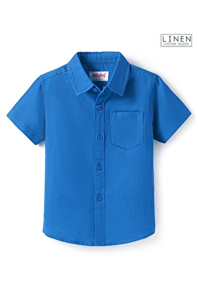 Babyhug Cotton Linen Half Sleeves Solid Shirt - Blue